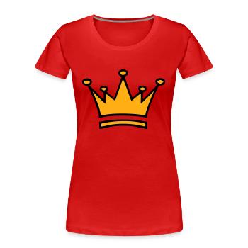 KRONE - Frauen Premium Bio T-Shirt - Rot - Vorne - Mia (176cm)