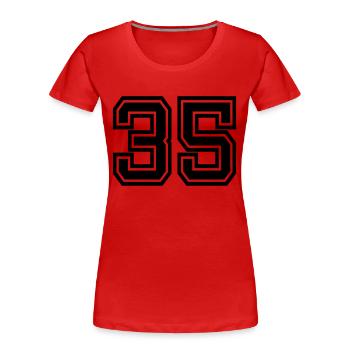 35 - Frauen Premium Bio T-Shirt - Rot - Vorne - Mia (176cm)
