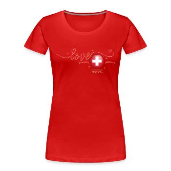 Love Schweiz - Switzerland - Frauen Premium Bio T-Shirt - Rot - Vorne - Mia (176cm)