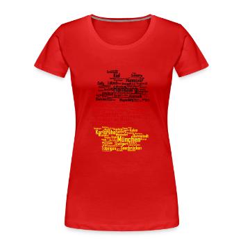 Deutschland Staedte - Frauen Premium Bio T-Shirt - Rot - Vorne - Mia (176cm)