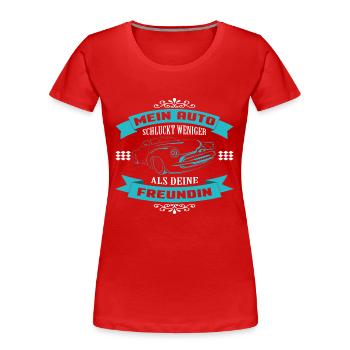 MA VOITURE AVALE MOINS QUE TES AMIS - T-shirt bio Premium Femme - rouge - Devant - Mia (176cm)