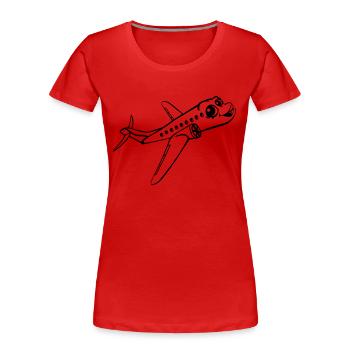 alive face comic cartoon cute cute line airplane p - Women's Premium Organic T-Shirt - red - Front - Mia (176cm)