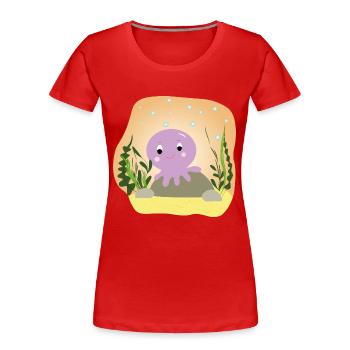 Otto Oktopus - Cadeau - Idée cadeau - T-shirt bio Premium Femme - rouge - Devant - Mia (176cm)
