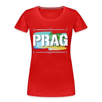 Prag - Frauen Premium Bio T-Shirt - Rot - Vorne - Mia (176cm)