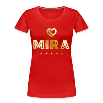 Mira Herz - Frauen Premium Bio T-Shirt - Rot - Vorne - Mia (176cm)