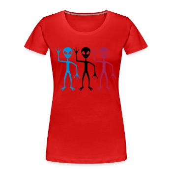 Équipage coloré Équipe Aliens - T-shirt bio Premium Femme - rouge - Devant - Mia (176cm)