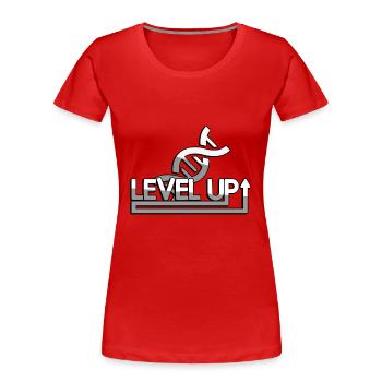 LEVEL UP + DNA - Gaming - Frauen Premium Bio T-Shirt - Rot - Vorne - Mia (176cm)