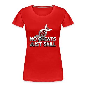 NO CHEATS JUST SKILL + DNA - Gaming - Frauen Premium Bio T-Shirt - Rot - Vorne - Mia (176cm)