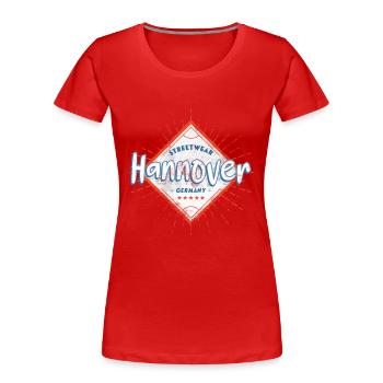 Hanovre, Allemagne, ville, horizon, maison, amour - T-shirt bio Premium Femme - rouge - Devant - Mia (176cm)