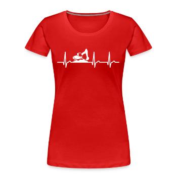 EKG Kurve - Herzkurve - Puls - Bagger - Frauen Premium Bio T-Shirt - Rot - Vorne - Mia (176cm)