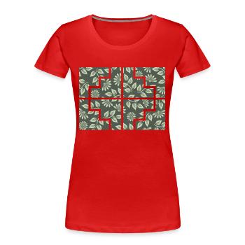 Geometric Plant - Women's Premium Organic T-Shirt - red - Front - Mia (176cm)