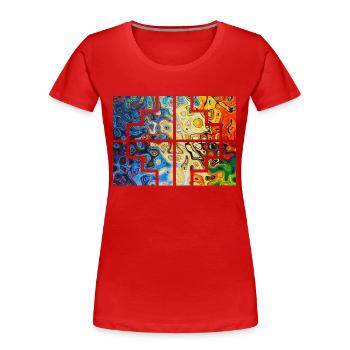 Collors géométriques - T-shirt bio Premium Femme - rouge - Devant - Mia (176cm)