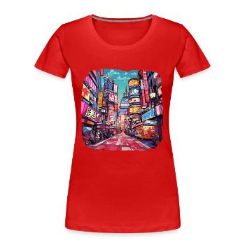 China - Women's Premium Organic T-Shirt - red - Front - Mia (176cm)