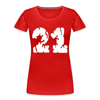 Maillot 21 numéros - T-shirt bio Premium Femme - rouge - Devant - Mia (176cm)