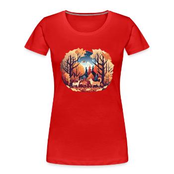 Rassemblement d’animaux (Collection d’automne #9) - T-shirt bio Premium Femme - rouge - Devant - Mia (176cm)