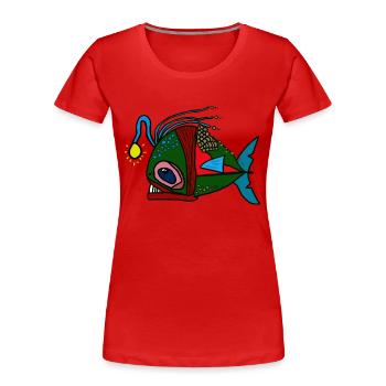 anglerfisch - Frauen Premium Bio T-Shirt - Rot - Vorne - Mia (176cm)