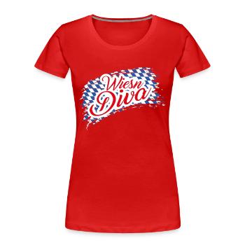 Wiesen Diva - Frauen Premium Bio T-Shirt - Rot - Vorne - Mia (176cm)