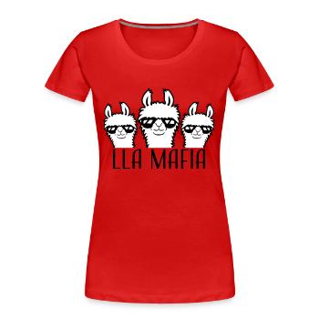 Lla Mafia Llama Saying Sunglasses Team Friends - Women's Premium Organic T-Shirt - red - Front - Mia (176cm)
