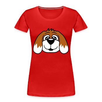 Visage de chien Petit chiot heureux Animal de compagnie - T-shirt bio Premium Femme - rouge - Devant - Mia (176cm)