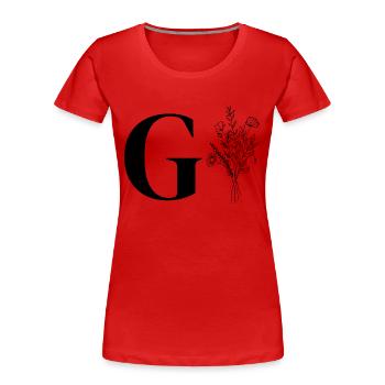 Minimalistische Blumen - Frauen Premium Bio T-Shirt - Rot - Vorne - Mia (176cm)