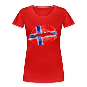 Kiss (Norvège) - T-shirt bio Premium Femme - rouge - Devant - Mia (176cm)