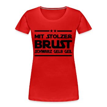 Mir stolzer Brust - Frauen Premium Bio T-Shirt - Rot - Vorne - Mia (176cm)