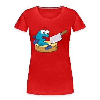 Fisch Messer Beil - Frauen Premium Bio T-Shirt - Rot - Vorne - Mia (176cm)