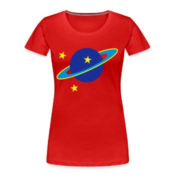 Saturn - Frauen Premium Bio T-Shirt - Rot - Vorne - Mia (176cm)