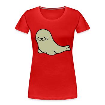 seehund 02 - Frauen Premium Bio T-Shirt - Rot - Vorne - Mia (176cm)