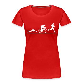 Triathlon Natation Bike Run - T-shirt bio Premium Femme - rouge - Devant - Mia (176cm)