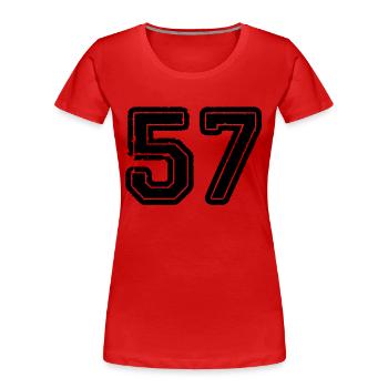 57 - T-shirt bio Premium Femme - rouge - Devant - Mia (176cm)