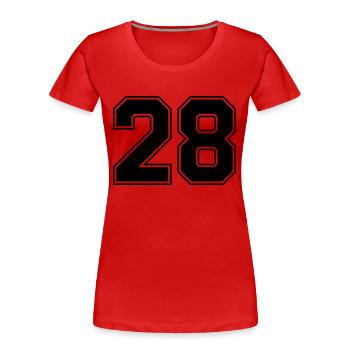 28 - T-shirt bio Premium Femme - rouge - Devant - Mia (176cm)