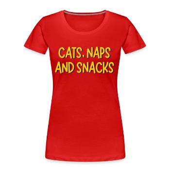 SIESTES ET COLLATIONS POUR CHATS - T-shirt bio Premium Femme - rouge - Devant - Mia (176cm)