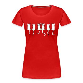 Chats Animaux Ligne d’animaux de compagnie Mignon Coup - T-shirt bio Premium Femme - rouge - Devant - Mia (176cm)