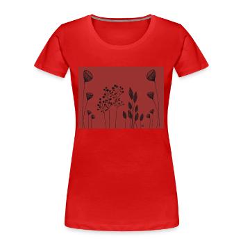 Fineline Blumen Zeichnung schwarz rot - Frauen Premium Bio T-Shirt - Rot - Vorne - Mia (176cm)
