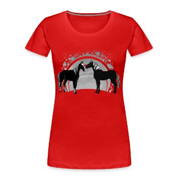 Horses - Women's Premium Organic T-Shirt - red - Front - Mia (176cm)
