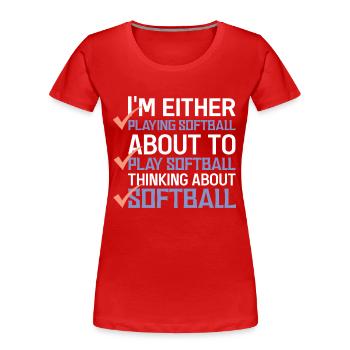 Softball - Frauen Premium Bio T-Shirt - Rot - Vorne - Mia (176cm)