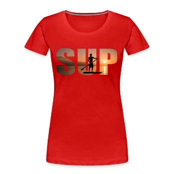 SUP board paddleboarding paddle supboard Stand Up - T-shirt bio Premium Femme - rouge - Devant - Mia (176cm)