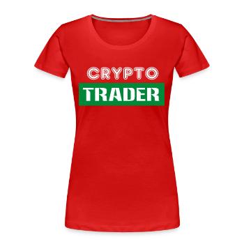 Trading de Bitcoin et d'actions cryptographiques - T-shirt bio Premium Femme - rouge - Devant - Mia (176cm)