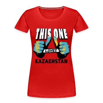 Kazakhstan Flag Kazakhstan Flag Kazakhstan - Women's Premium Organic T-Shirt - red - Front - Mia (176cm)