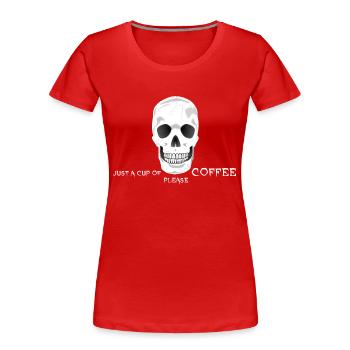 Kaffee Koffein Totenkopf - Frauen Premium Bio T-Shirt - Rot - Vorne - Mia (176cm)