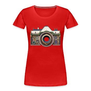 Caméra - T-shirt bio Premium Femme - rouge - Devant - Mia (176cm)