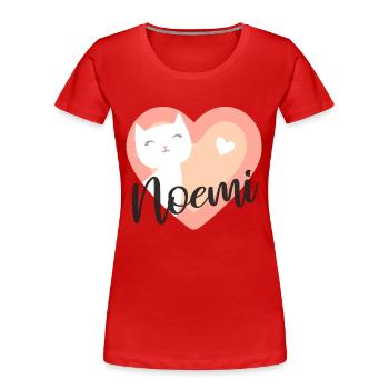 Noemi Name Vorname Kätzchen - Frauen Premium Bio T-Shirt - Rot - Vorne - Mia (176cm)