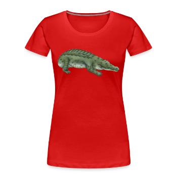 Krokodil - Frauen Premium Bio T-Shirt - Rot - Vorne - Mia (176cm)