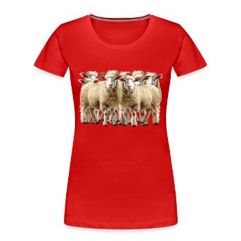 Flock of sheep in landscape management - Women's Premium Organic T-Shirt - red - Front - Mia (176cm)