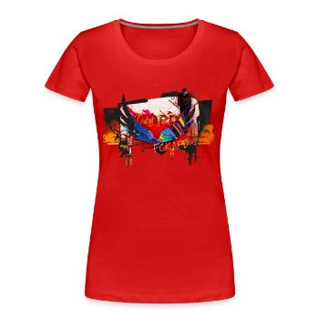 Liberté artistique 2024 - T-shirt bio Premium Femme - rouge - Devant - Mia (176cm)