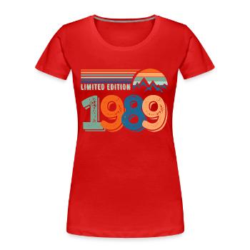 Limitierte Auflage 1989 - Frauen Premium Bio T-Shirt - Rot - Vorne - Mia (176cm)