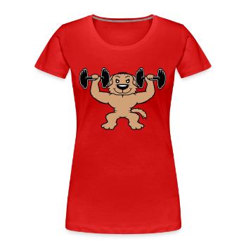 Chien Bodybuilder Muscles forts Gym Haltérophilie - T-shirt bio Premium Femme - rouge - Devant - Mia (176cm)