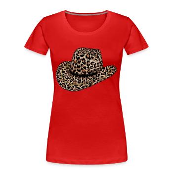 Chapeau de cow-boy, chapeau weste - T-shirt bio Premium Femme - rouge - Devant - Mia (176cm)
