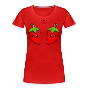 Chilli Paar Liebe Comic - Frauen Premium Bio T-Shirt - Rot - Vorne - Mia (176cm)